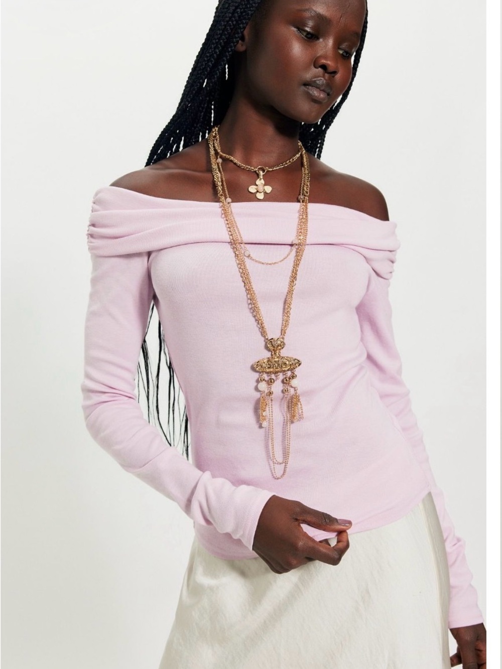 NWT Free People Robbie Off-the-Shoulder Light Pink TOP